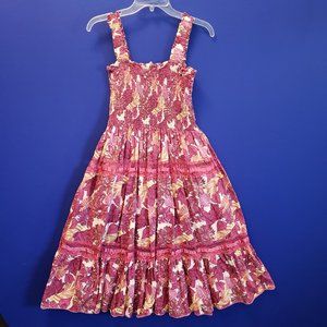 Indian Tropical Fashion Pink Floral Boho Stappy Summer Dress